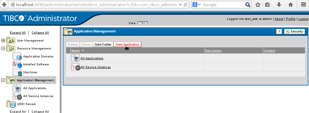 Anlegen einer neuen Application Configuration