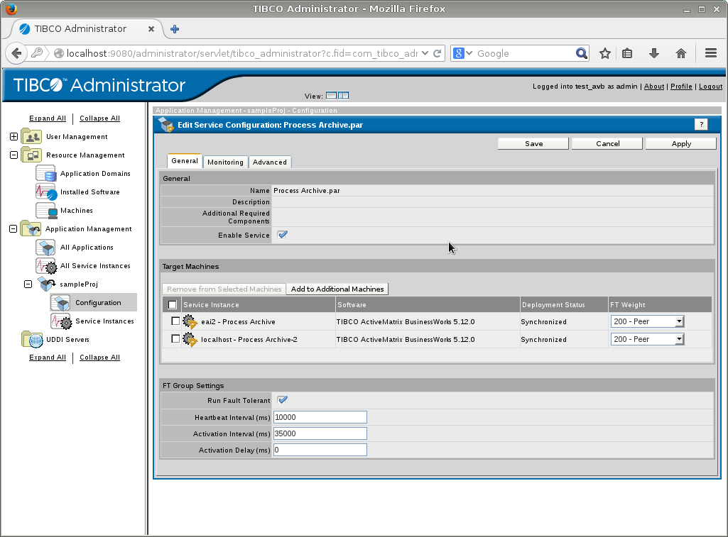 Anlegen einer neuen Fault Tolerance Configuration