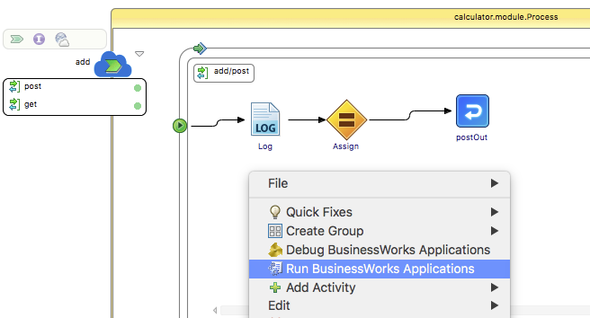 8. Run as BusinessWorks Application