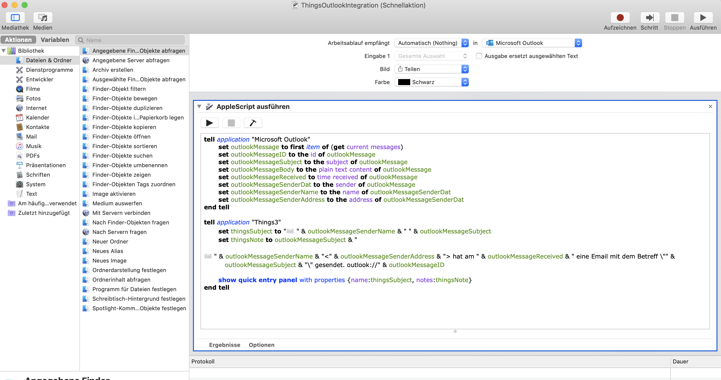 Automator Skript erstellen